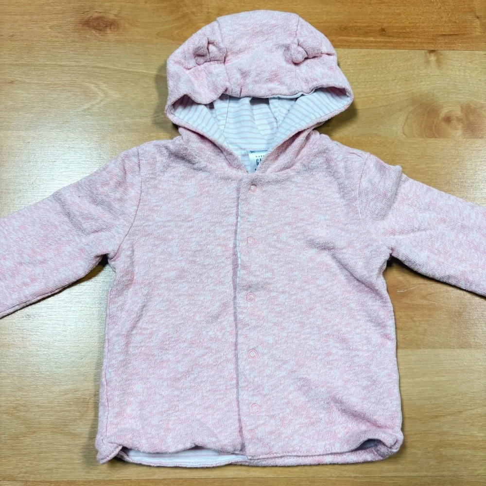 Baby Gap Pink 2-Piece Reversible Hooded Bear Top & Bottoms Set Baby 6-12M